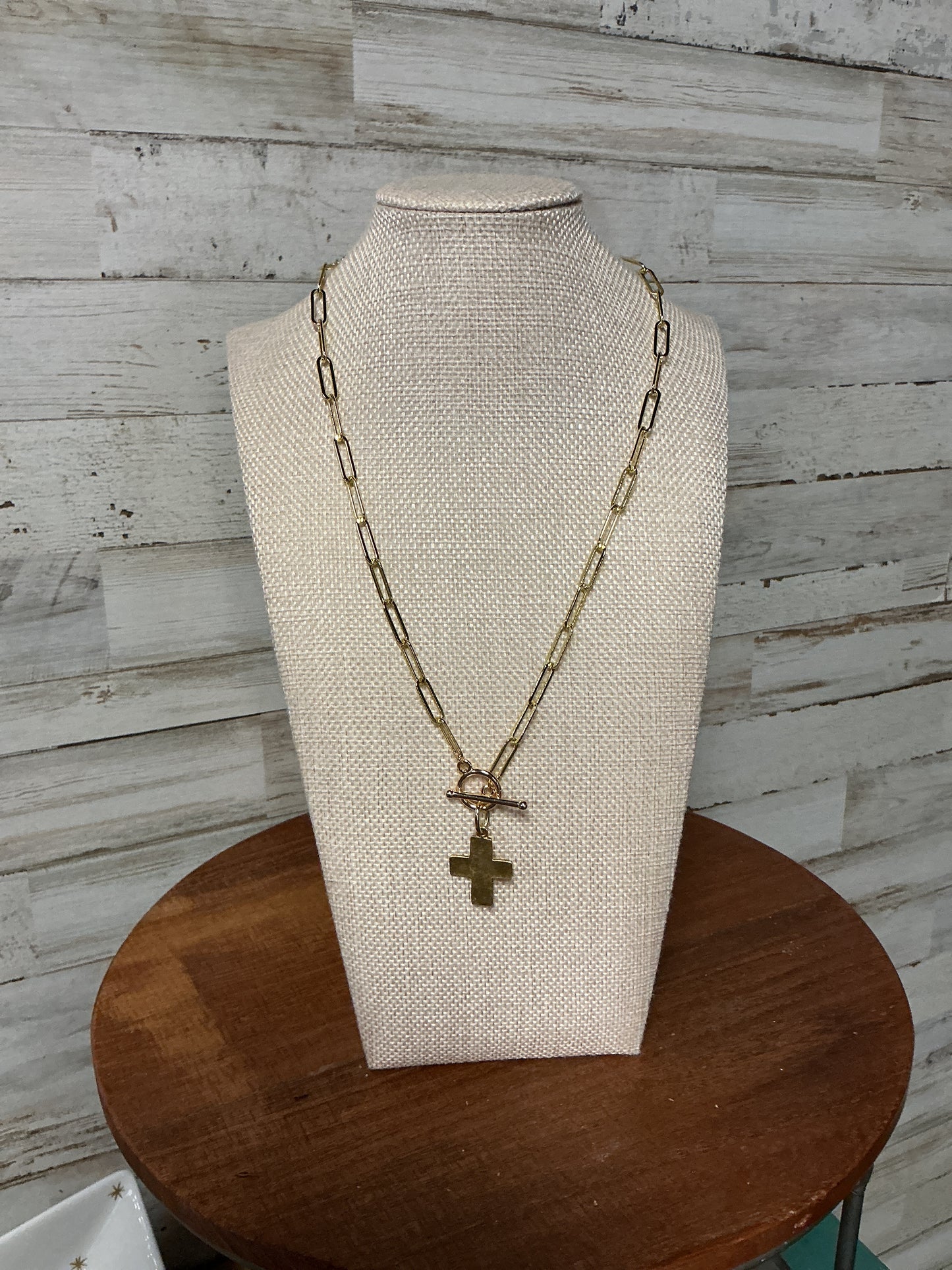 Gold Toggle Cross 20” necklace