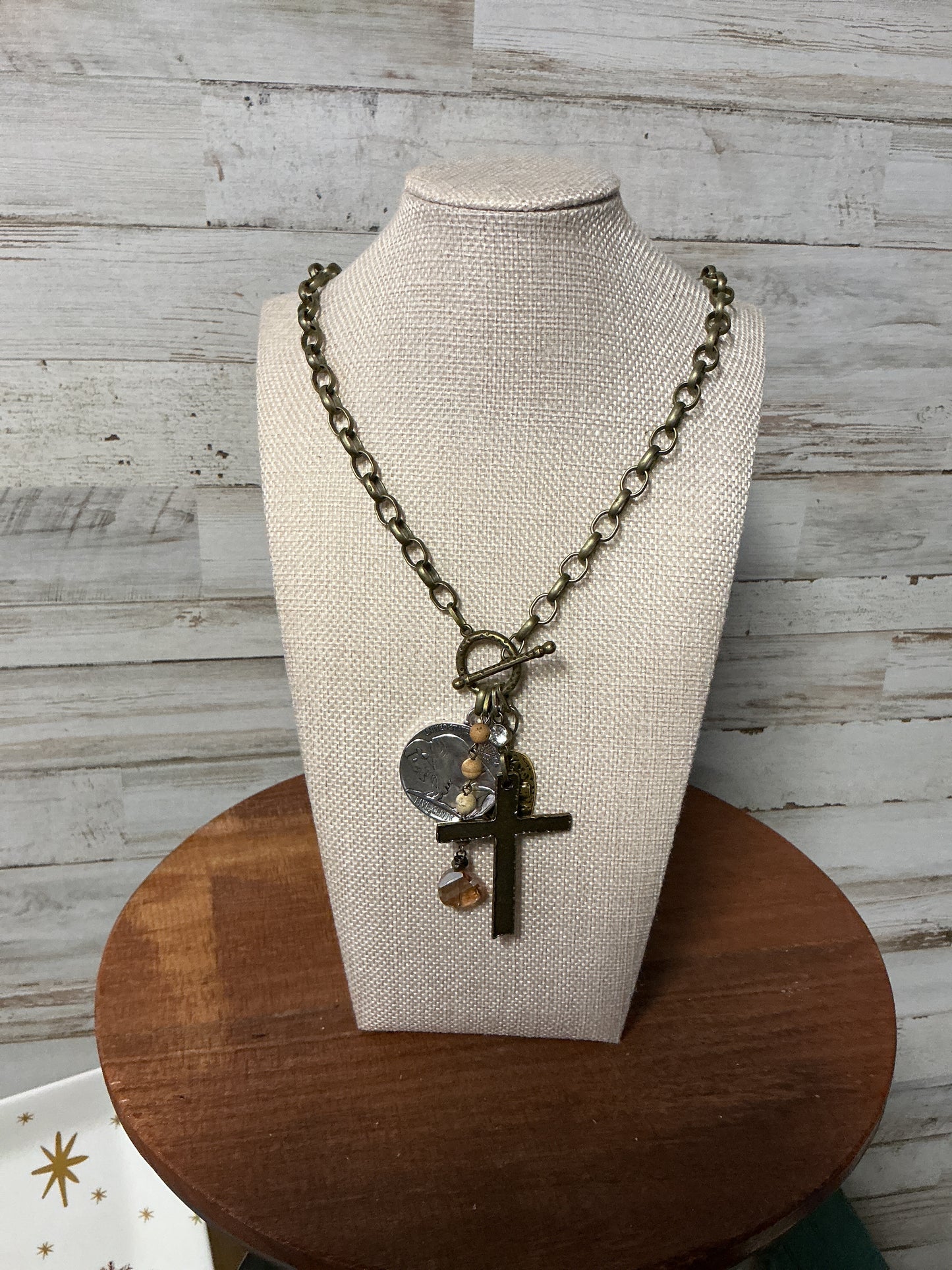 Cross Charm Toggle 30 inch necklace