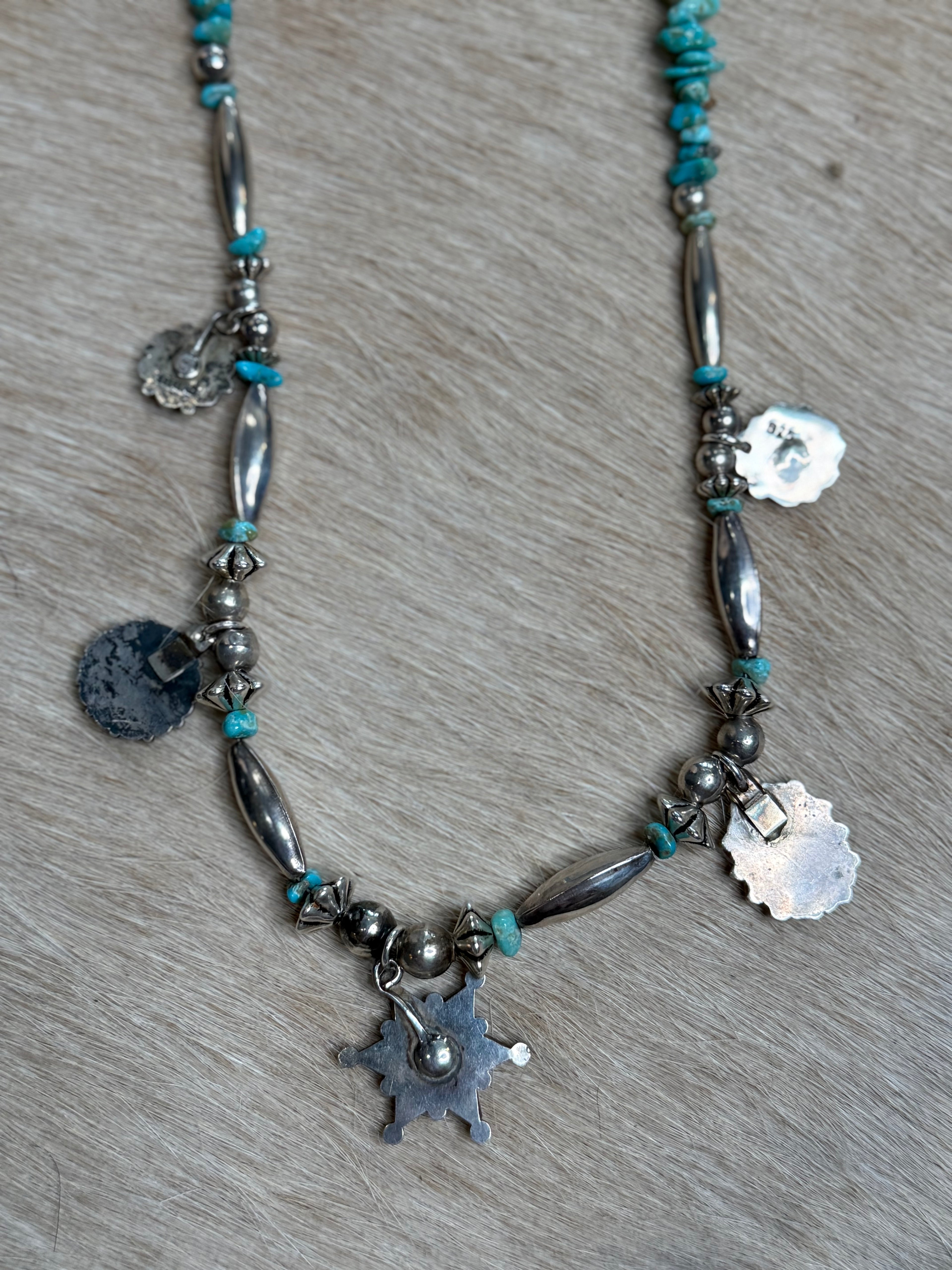 Old Pawn Genuine Turquoise Charm Necklace