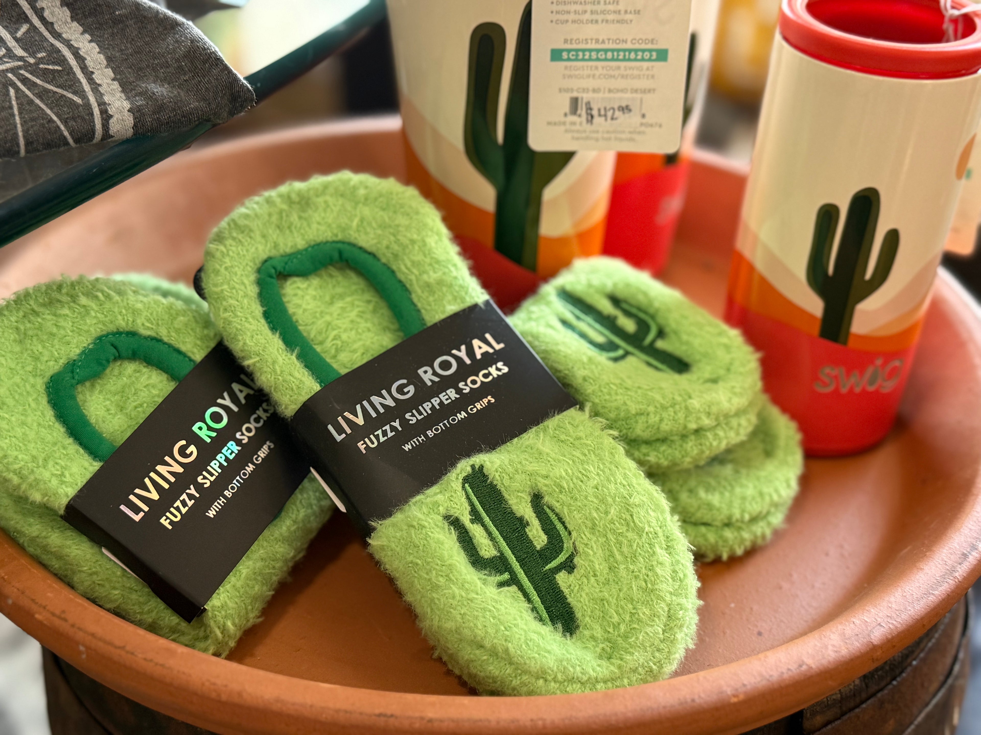 Cactus Fuzzy Slipper Socks