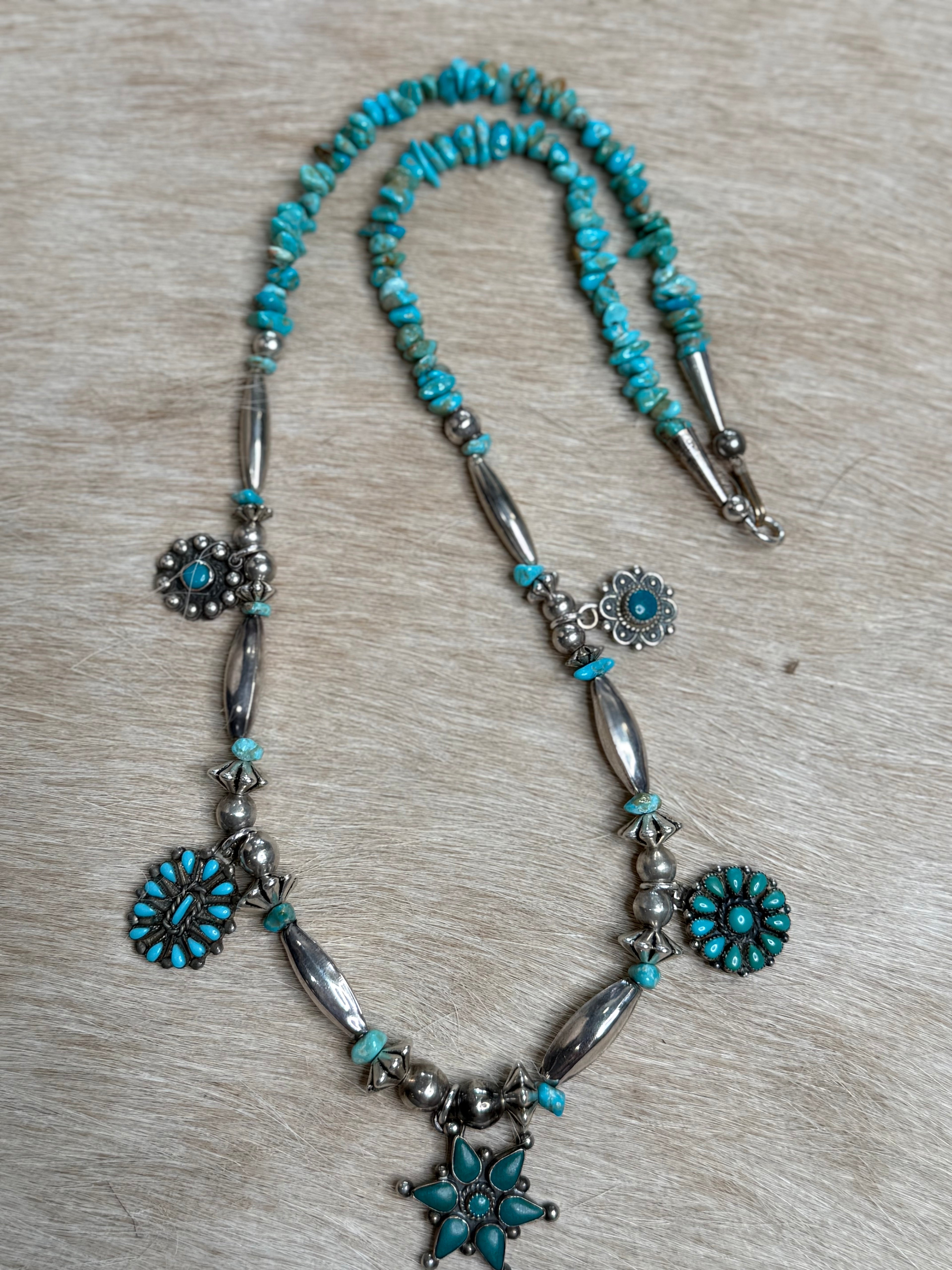 Old Pawn Genuine Turquoise Charm Necklace