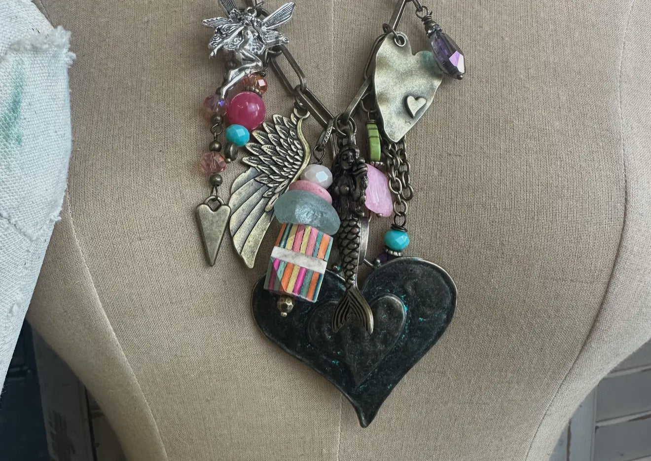 Heart Sorbet 24 inch mixed metal necklace