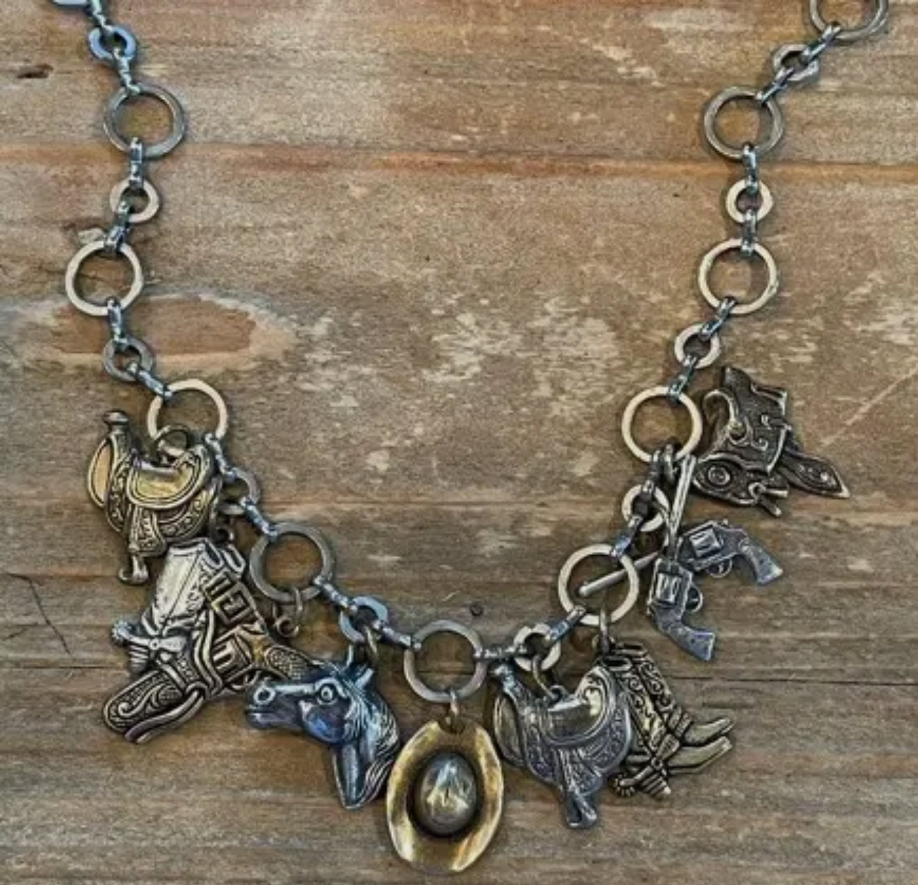 Mixed Metals cowgirl Western charm Necklace. 18 inches