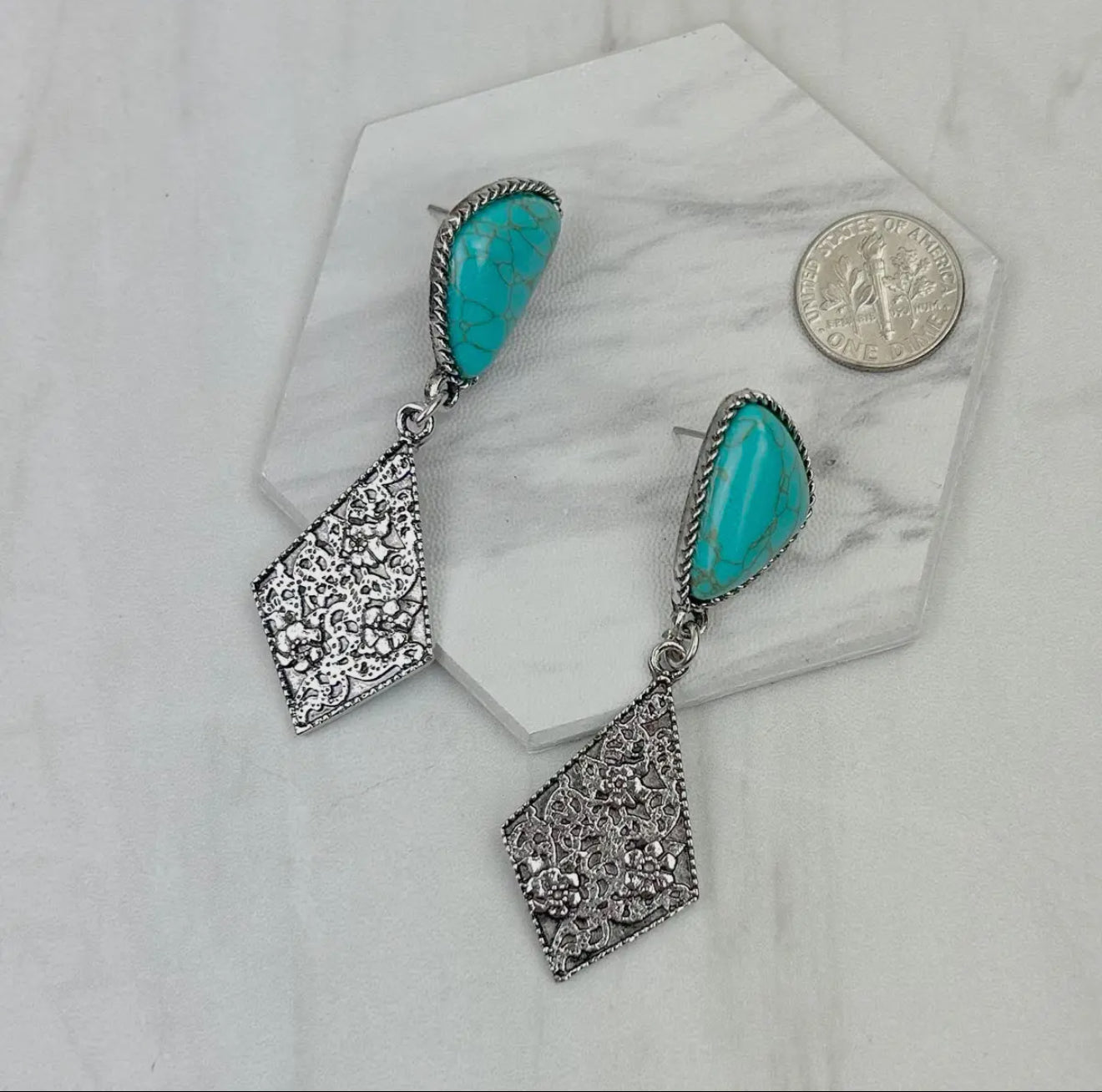 Metal Western Earrings with turquoise Stone