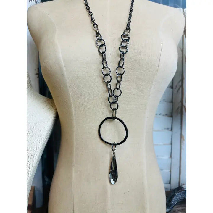 Gunmetal Crystal Necklace