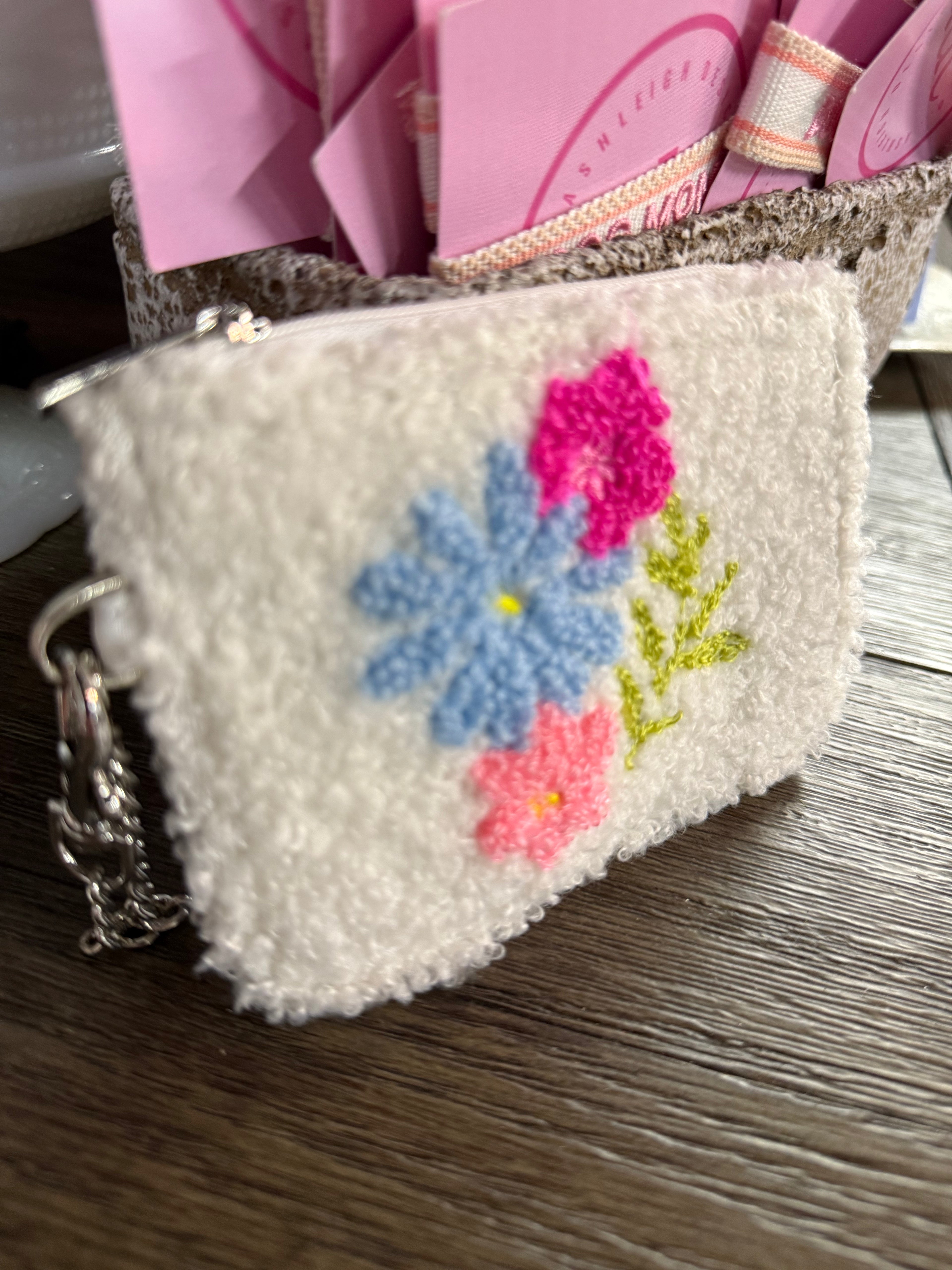 Fuzzy Floral Change purse