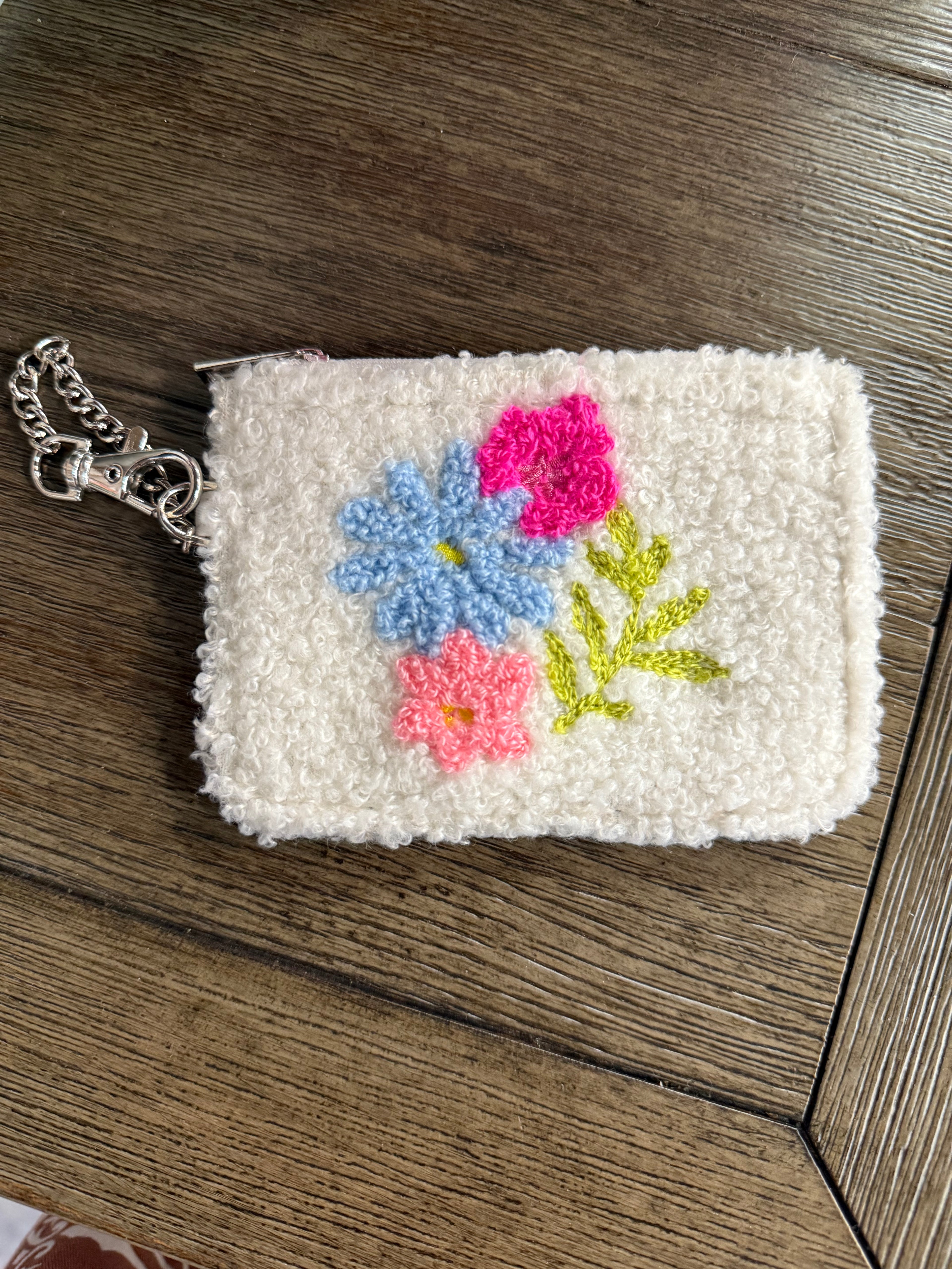 Fuzzy Floral Change purse