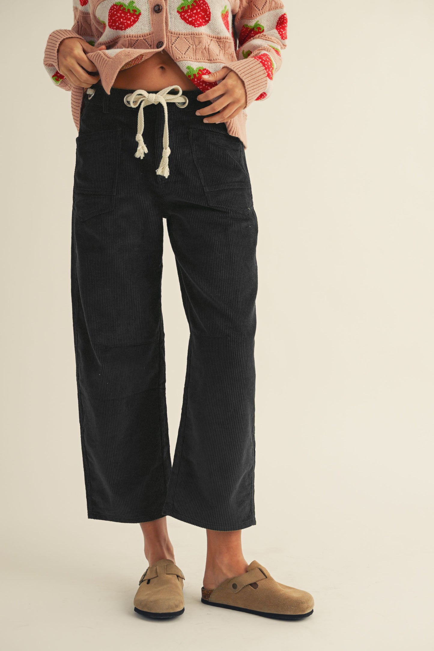 Off-Duty Black Corduroy Pants