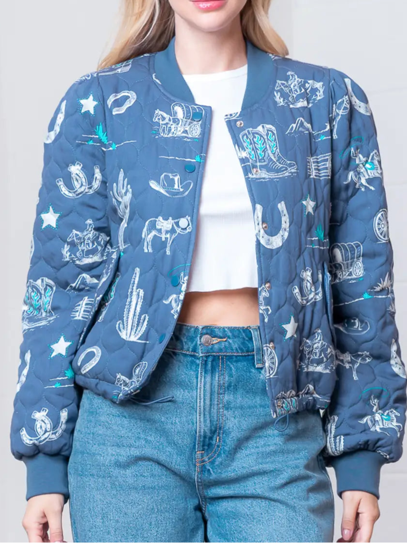 Blue Cowboy Collar Jacket