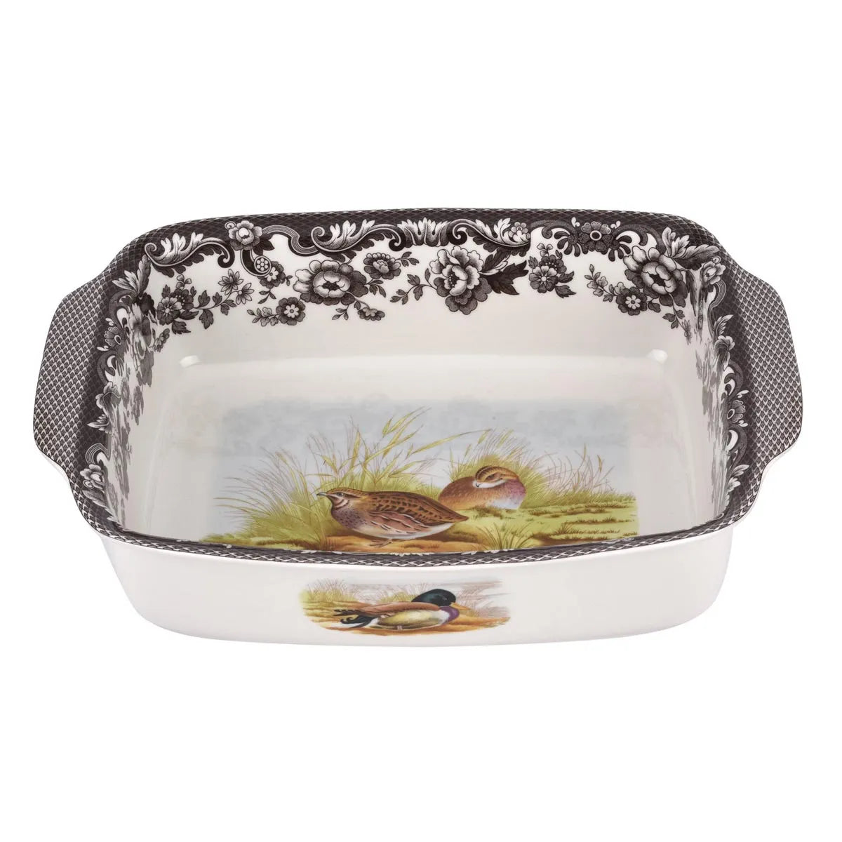 Woodland 12" Rectangular Handled Dish – Mallard & Quail