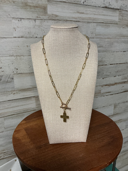 Gold Toggle Cross 20” necklace