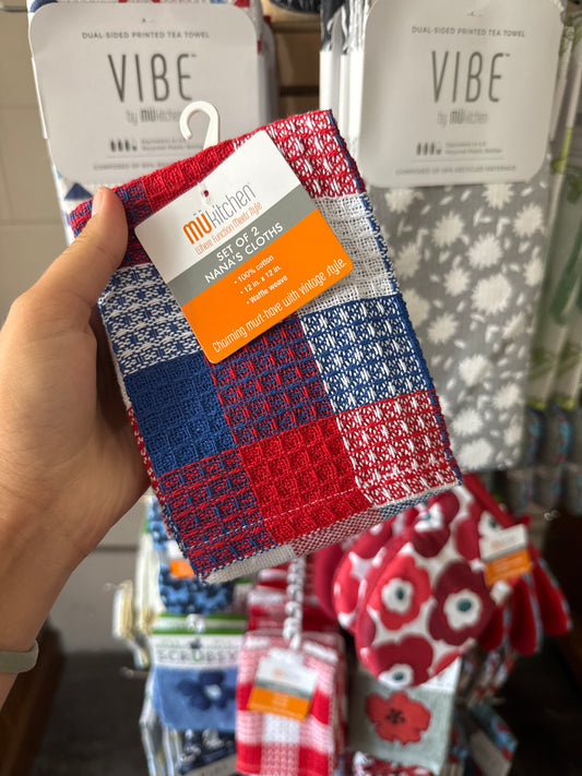 Red/White/Blue Nana's Cloth set of 2