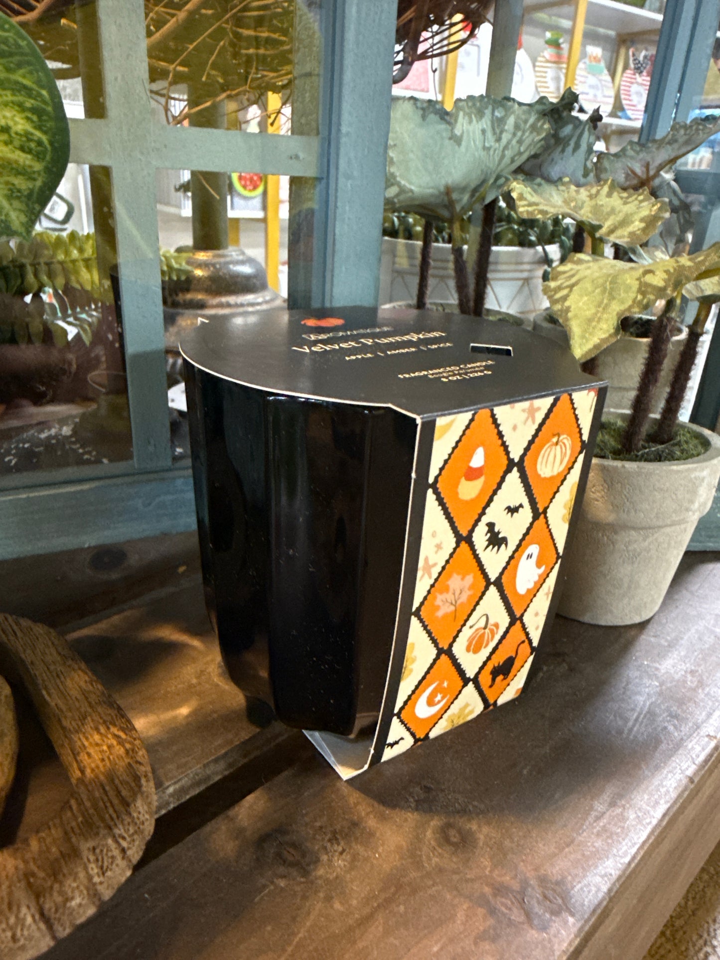 Velvet Pumpkin Ribbed Glass Candle