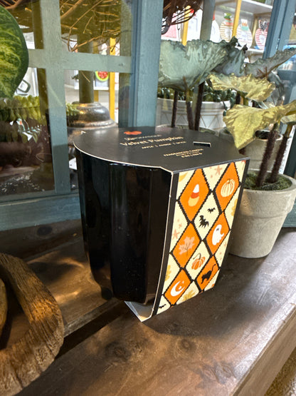 Velvet Pumpkin Ribbed Glass Candle