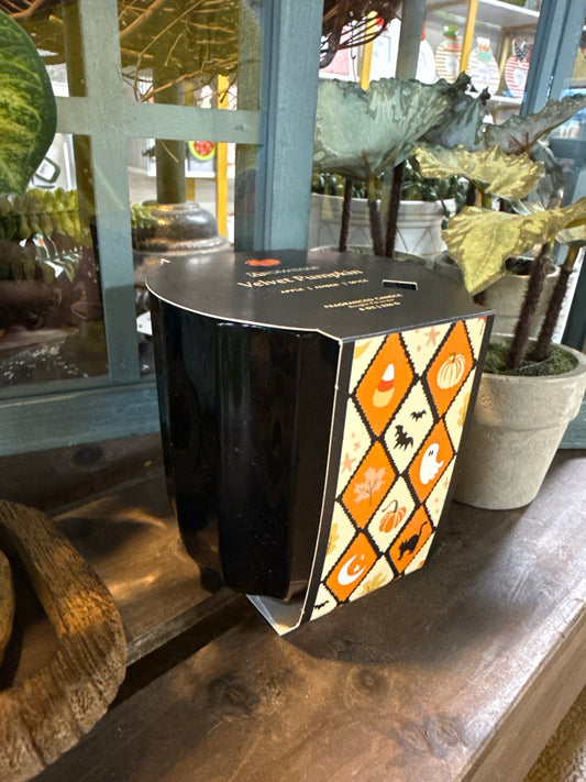 Velvet Pumpkin Ribbed Glass Candle
