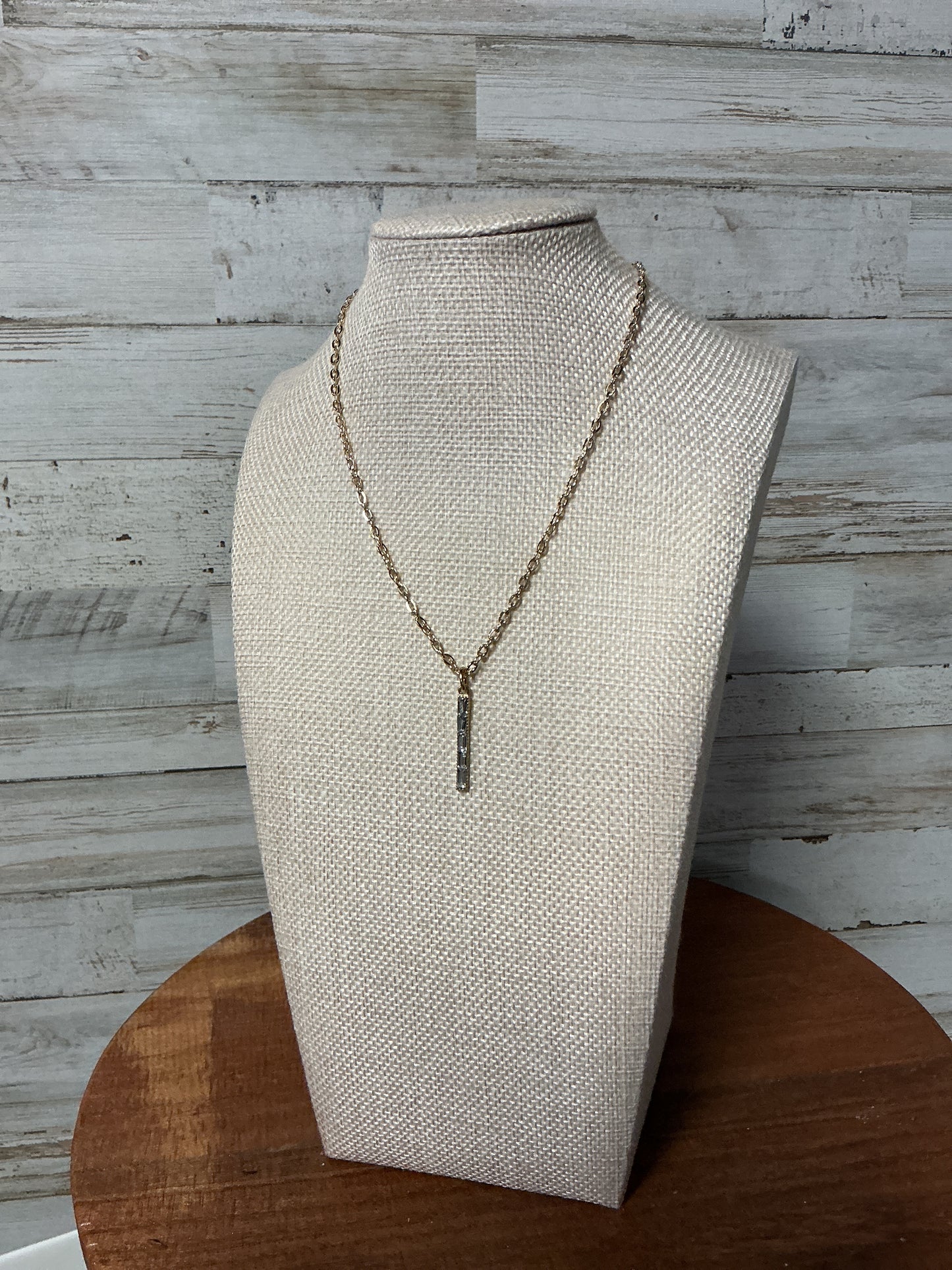 Gold crystal bar 16inch necklace