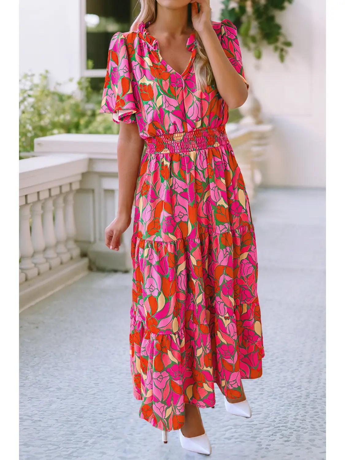 Bright Floral Tulip Dress