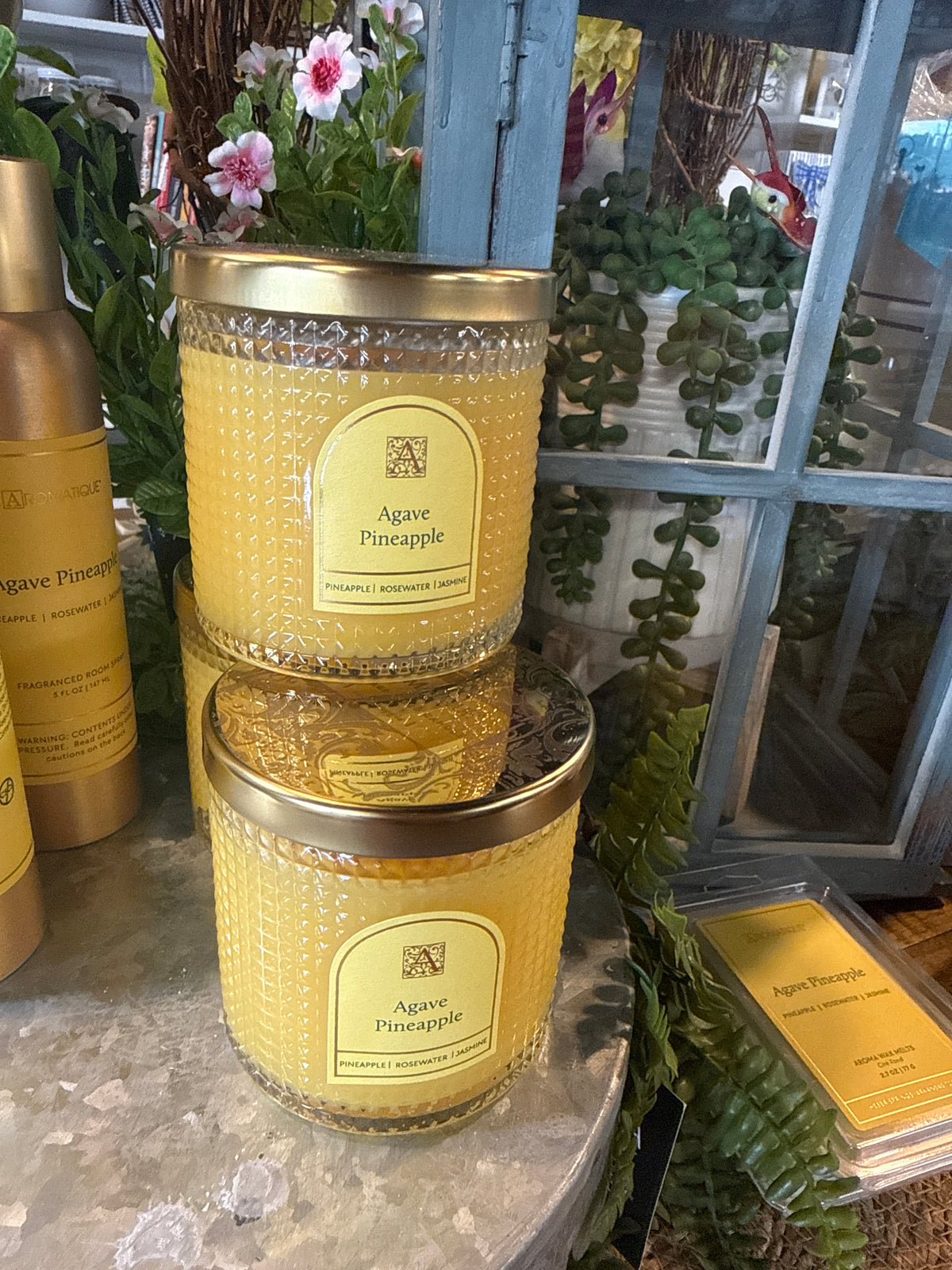 Agave Pineapple 6oz textured glass candle