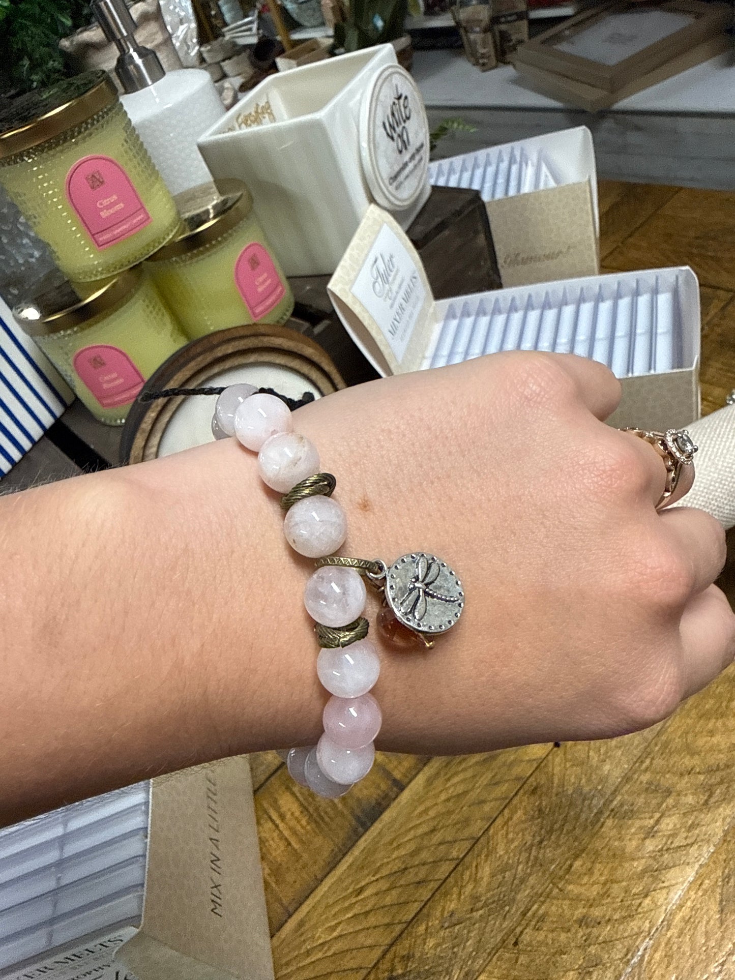 Blushing DragonFly Bracelet- stretchy