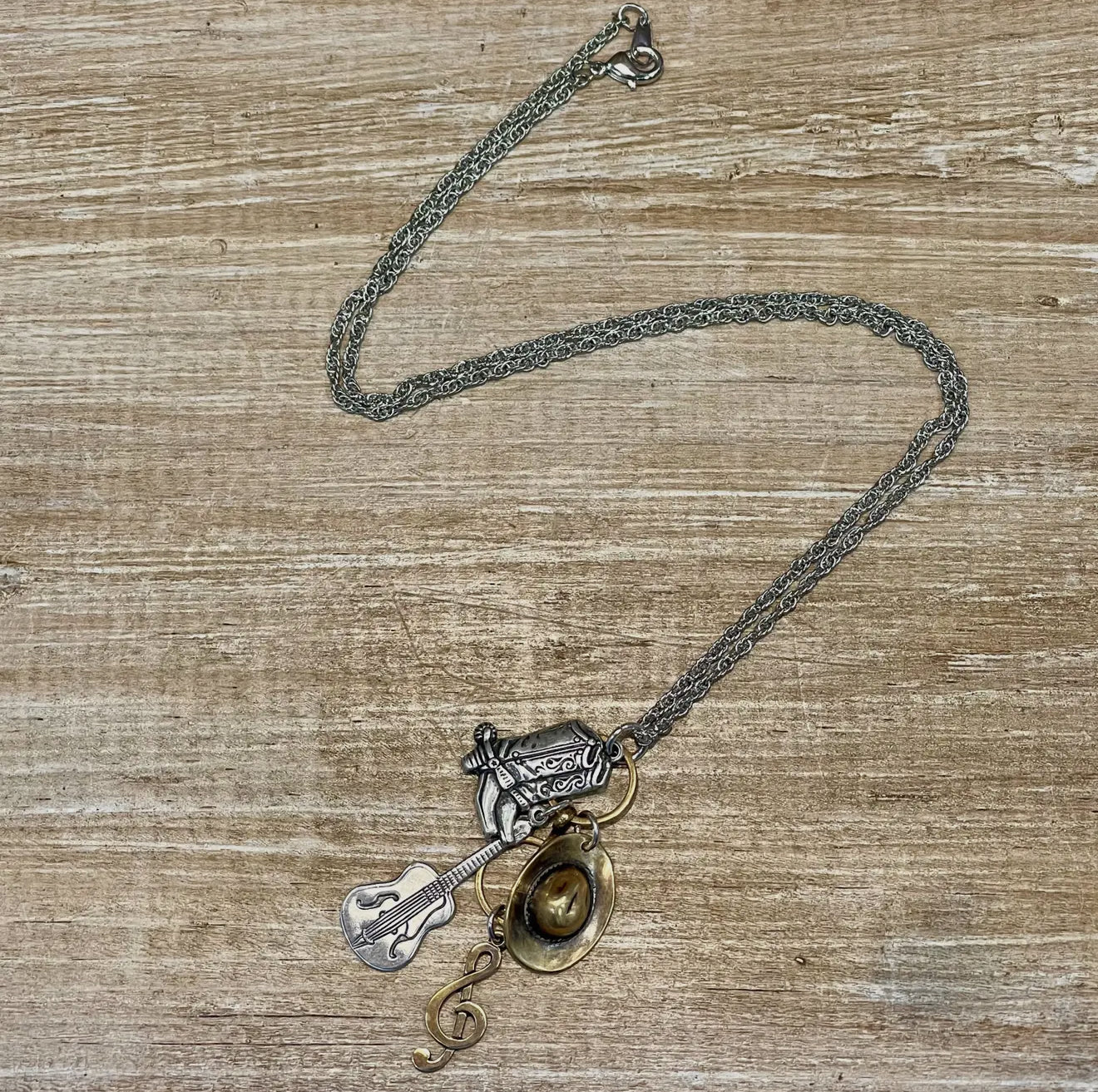 Mixed Metals Country Music Charm Necklace 18 inches