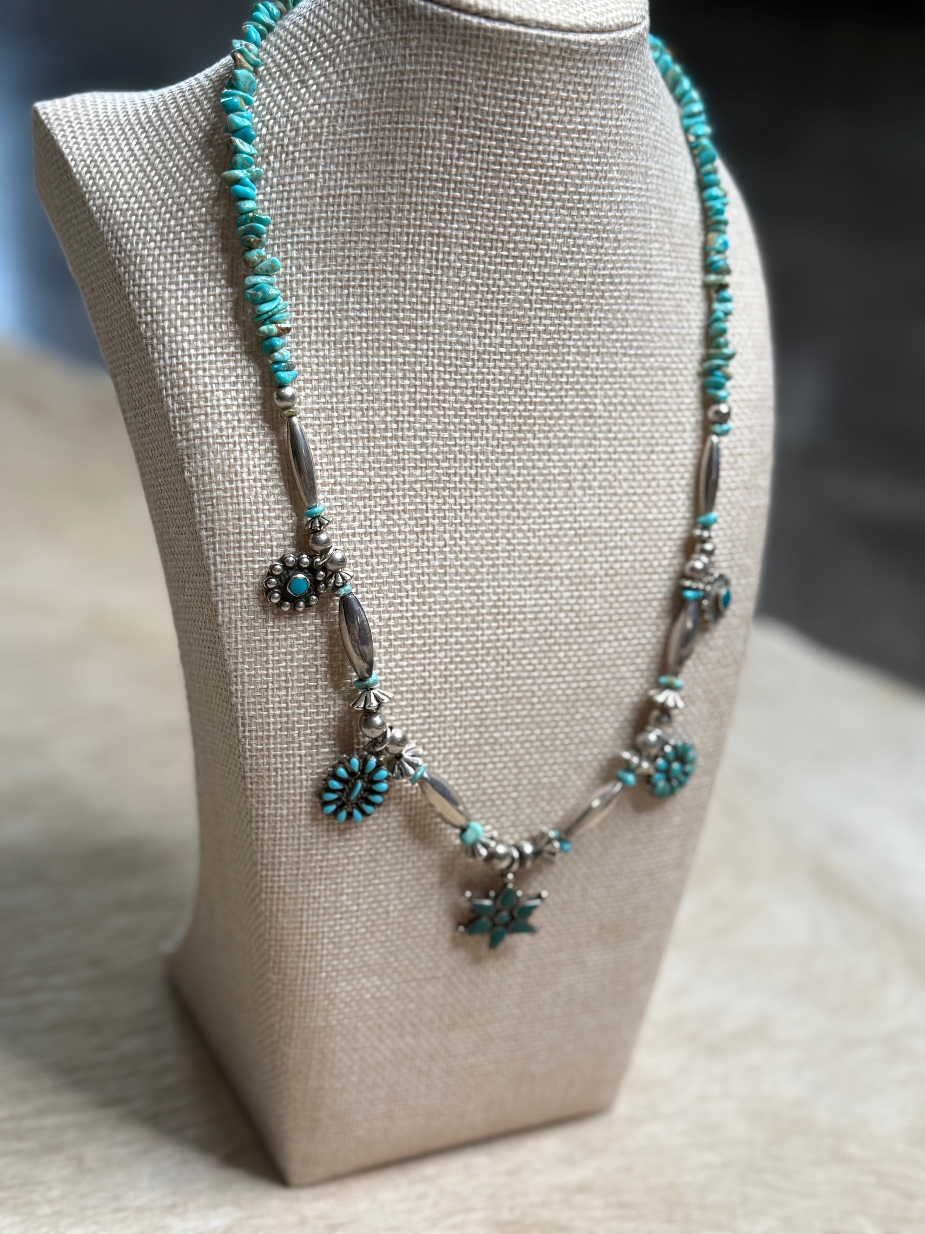 Old Pawn Genuine Turquoise Charm Necklace