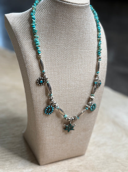 Old Pawn Genuine Turquoise Charm Necklace