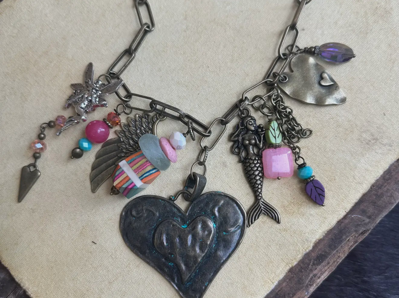Heart Sorbet 24 inch mixed metal necklace