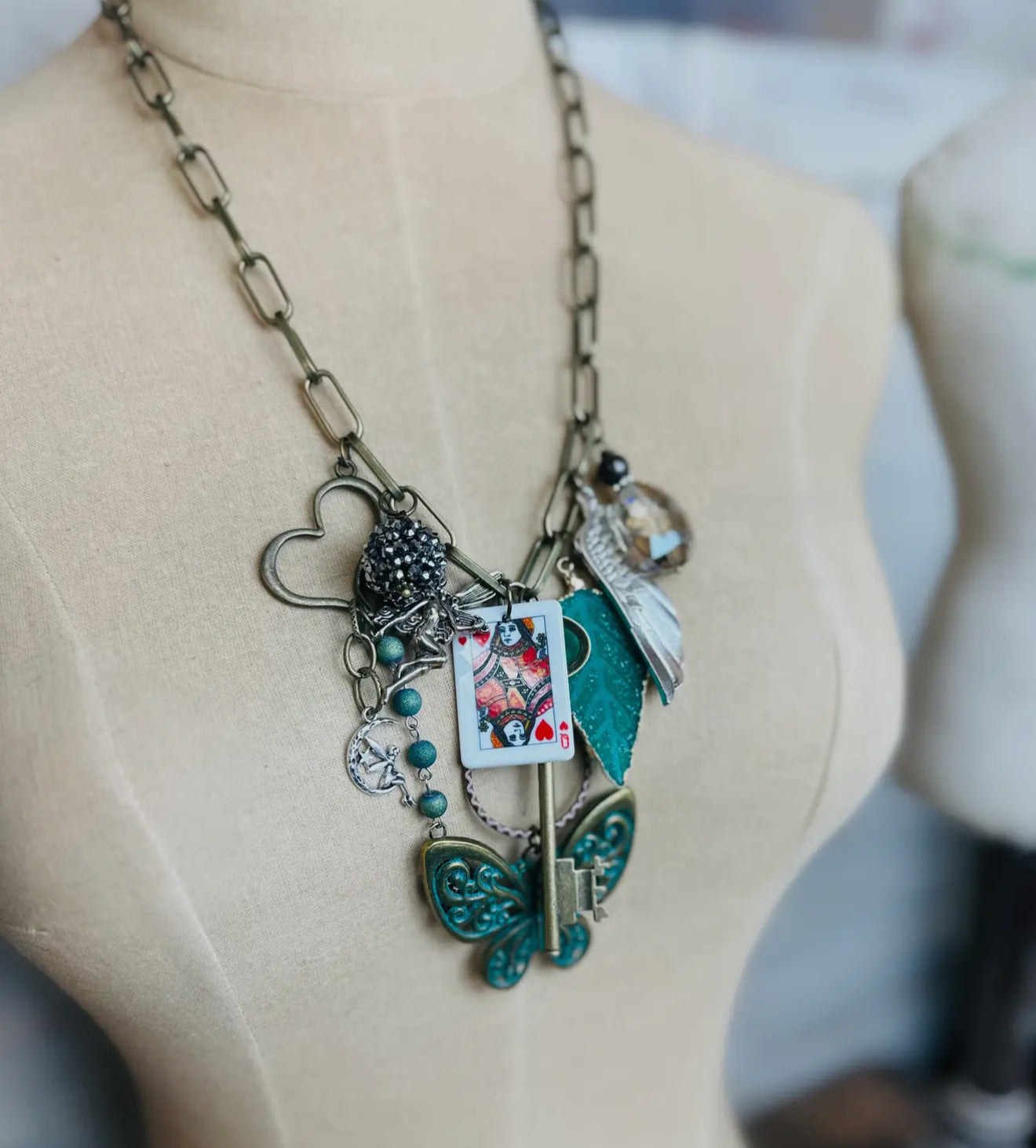 Queen of Hearts Necklace. Mixed Metals 24 inches