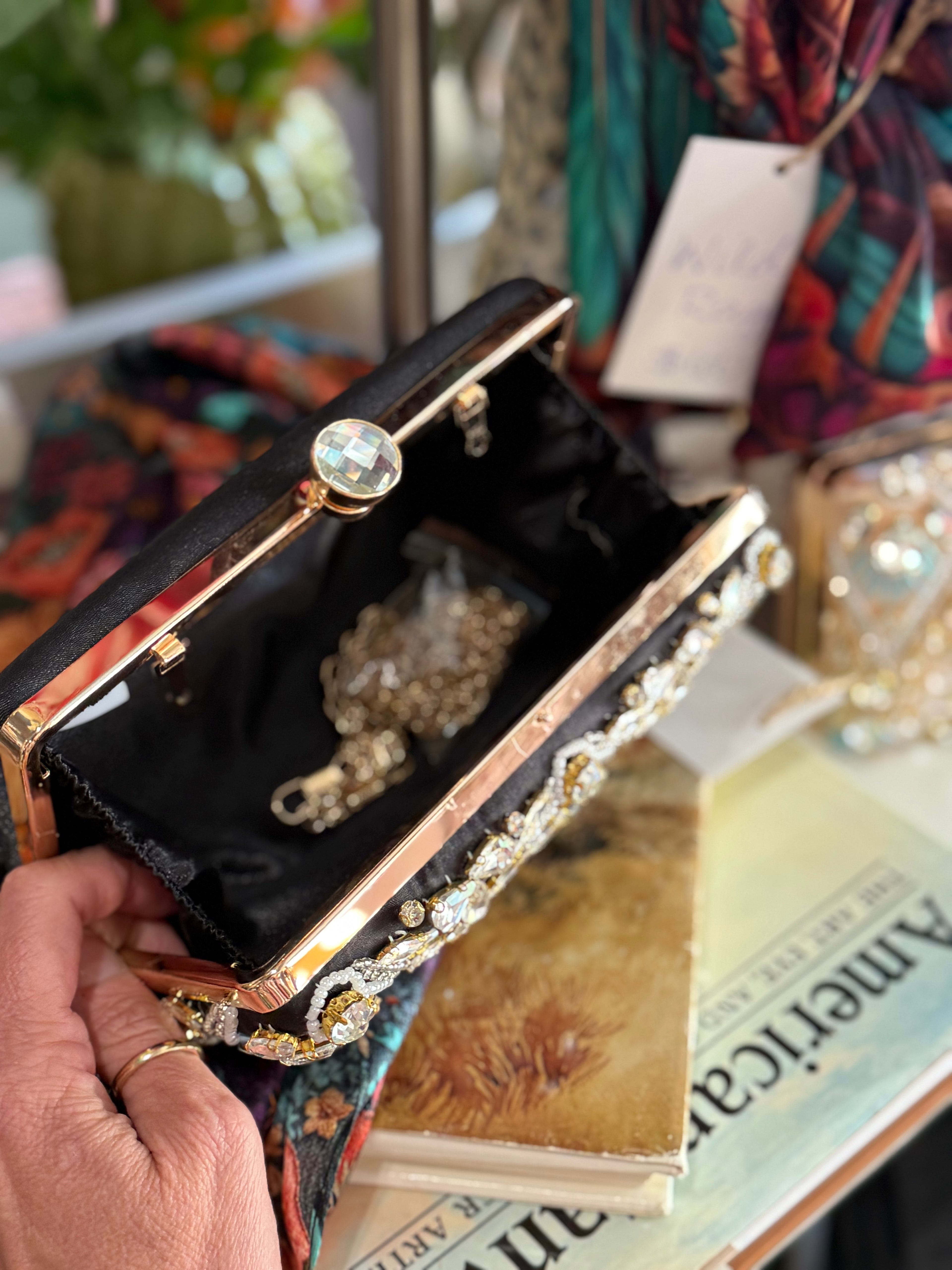 Black Jeweled Clutch