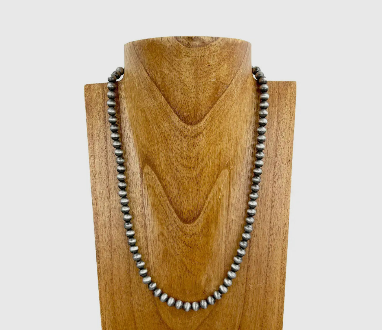 22 inches 8mm Silver bead necklace