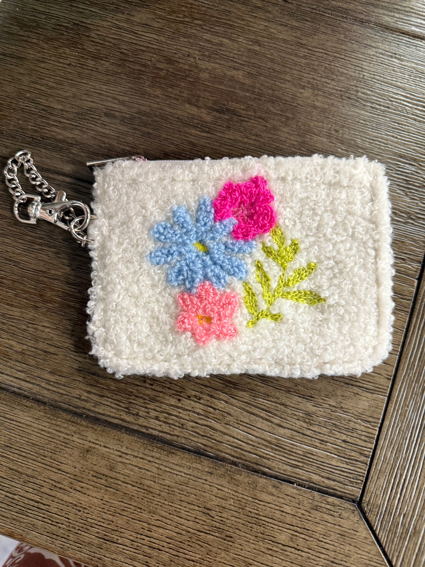 Fuzzy Floral Change purse
