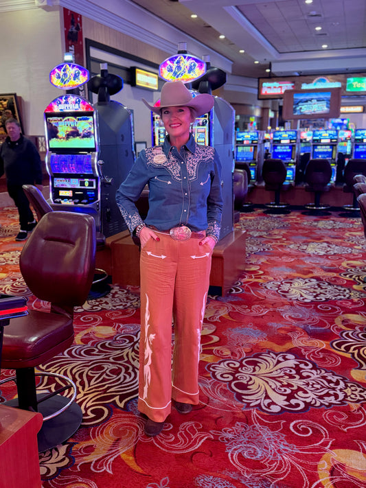 Camel Boot Stitch Embroidered Trouser