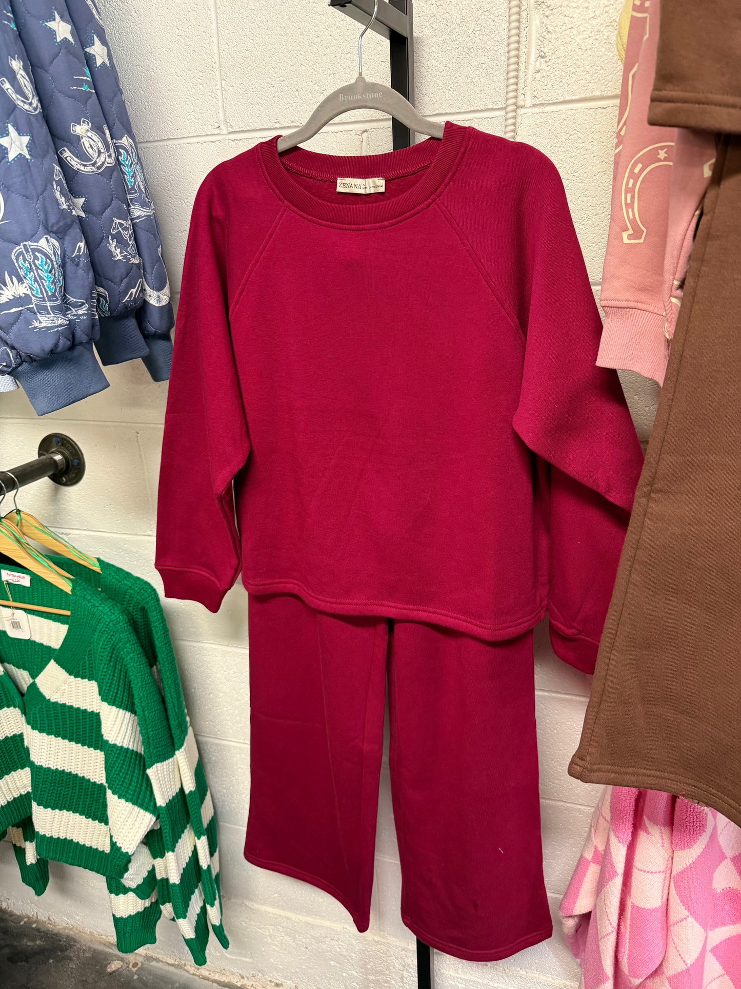 ZENANA Sweat Set-Burgundy