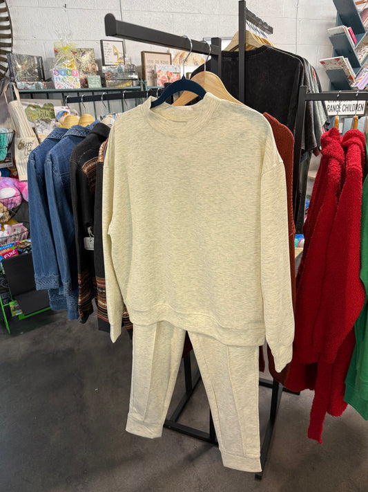 ZENANA- Heathered Vanilla- Jogger Set