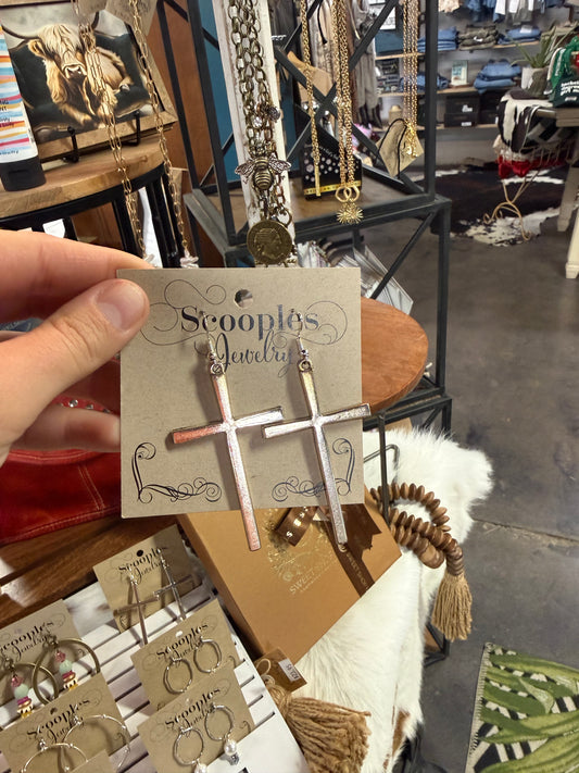 Silver Cross Earring