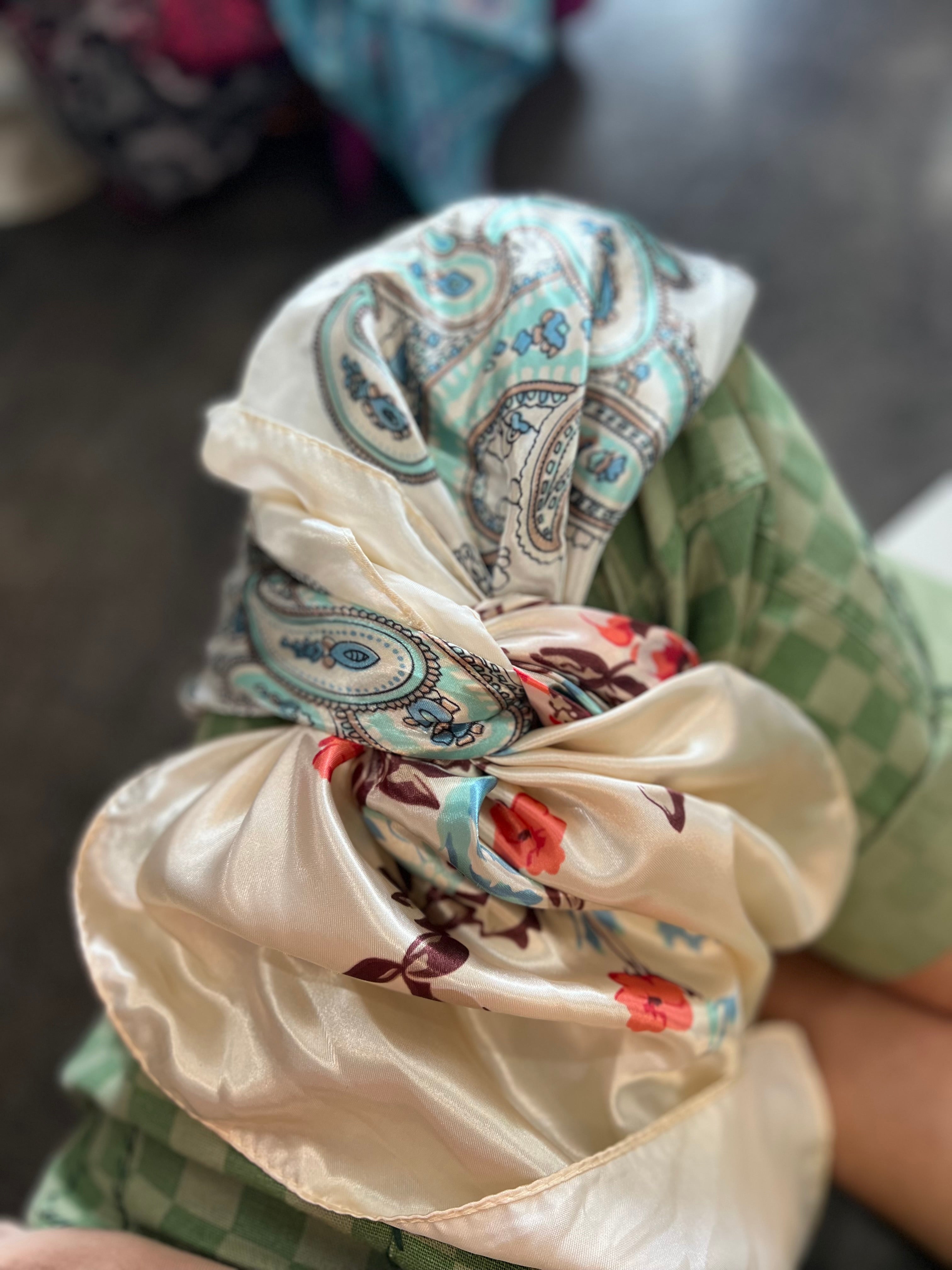 Blue Paisley And Cherry Blossom Wild Rag