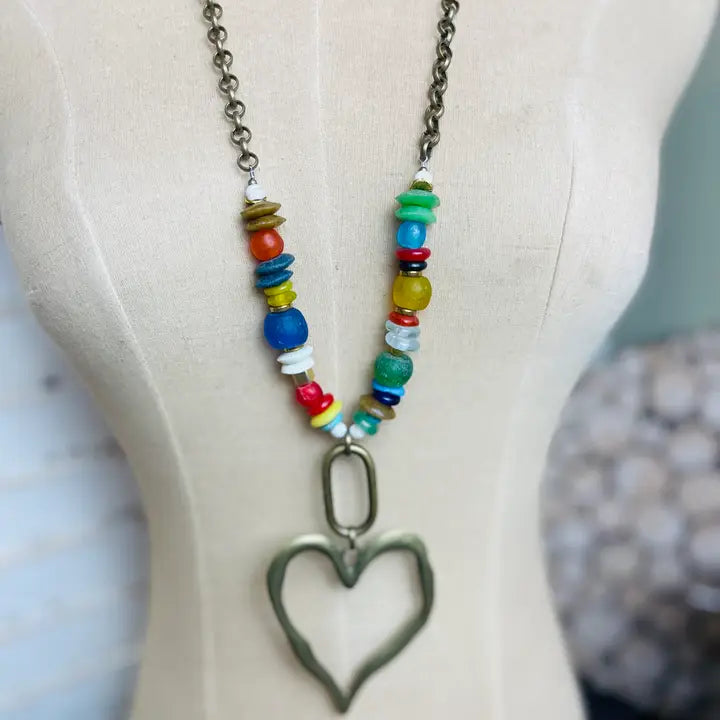 Heart Sea glass Necklace