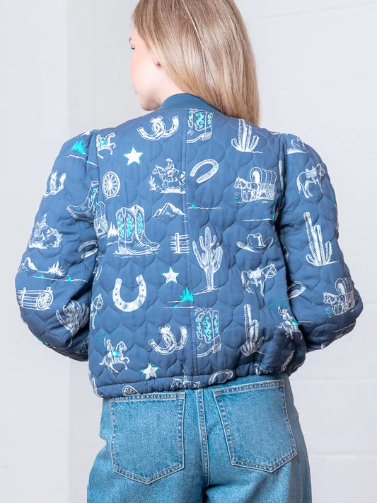 Blue Cowboy Collar Jacket