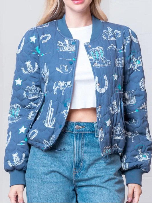 Blue Cowboy Collar Jacket