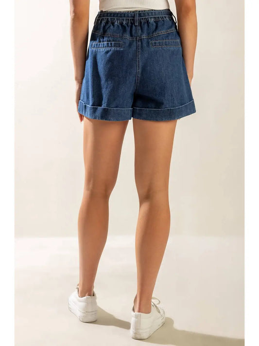 Paper Bag Denim Shorts