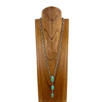 Turquoise Pendant  30 inch Necklace