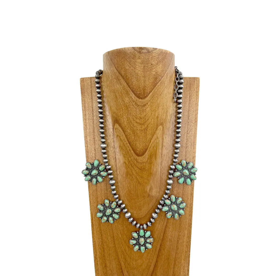 Green Faux Turquoise Concho Necklace