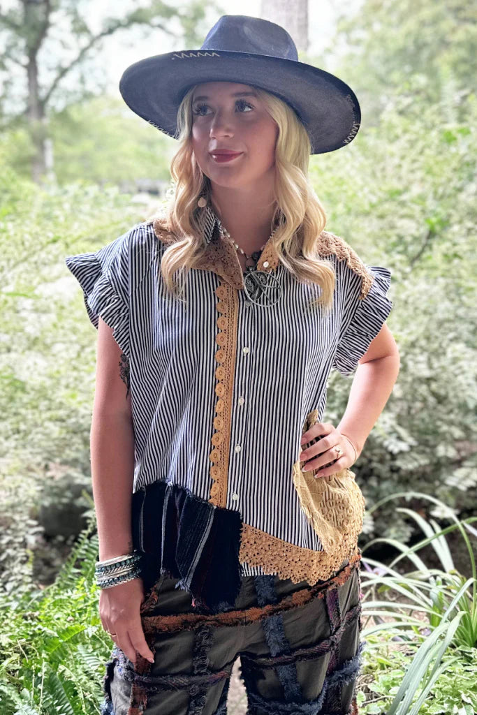 Love Letters Top- Striped