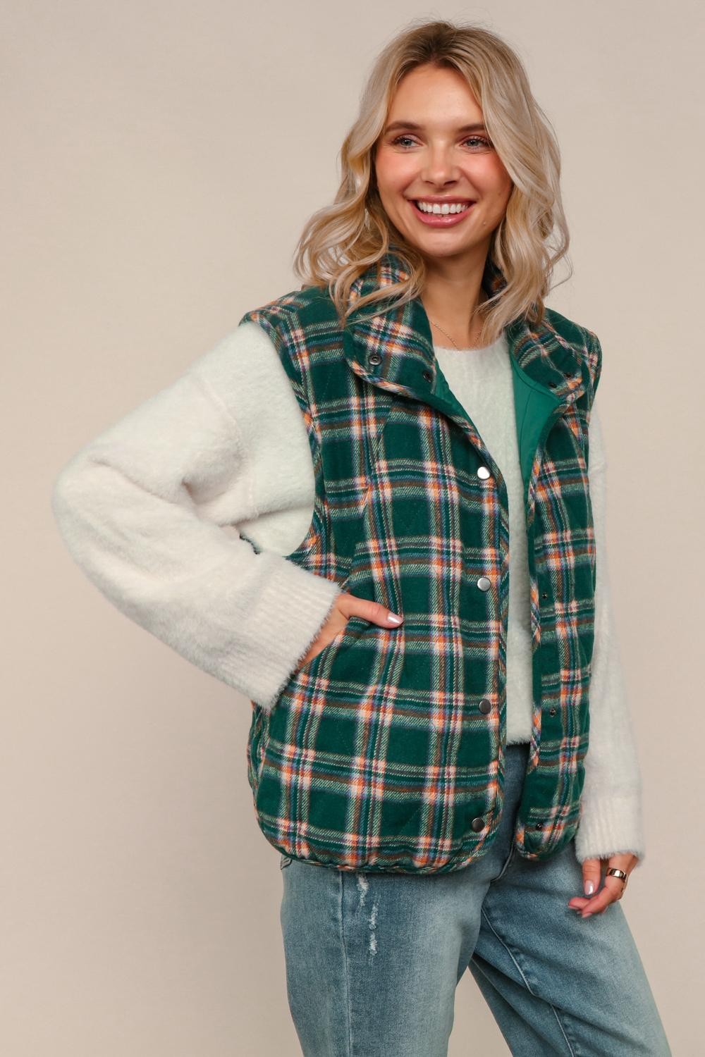 Plaid Puffer Vest