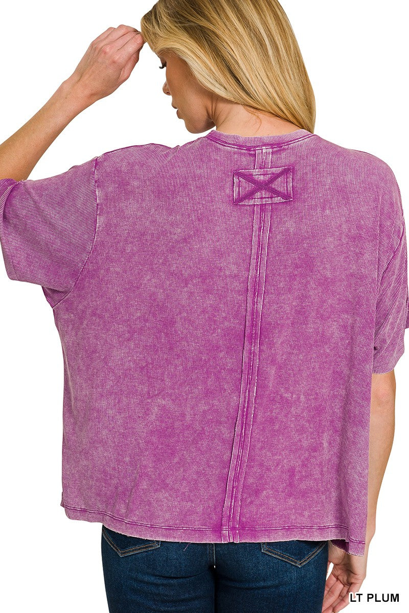 ZENANA- Plum - Boyfriend Pocket Tee